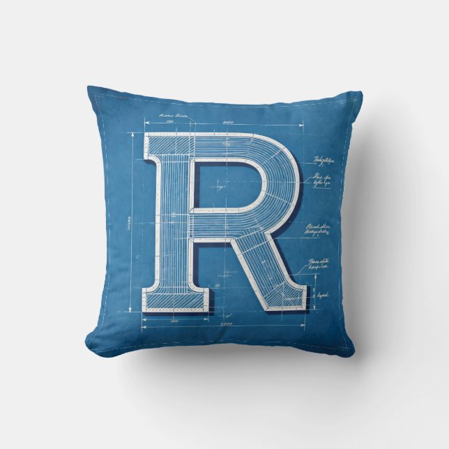 Cojín Decorativo Monograma de letra R de plano (Anverso)