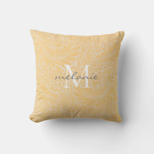 Cojín Decorativo Monograma de letra script botánico floral dorado e