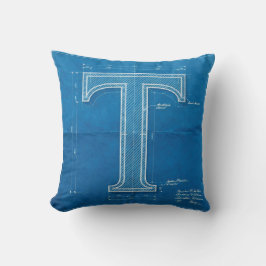 Cojín Decorativo Monograma de letra T de plano