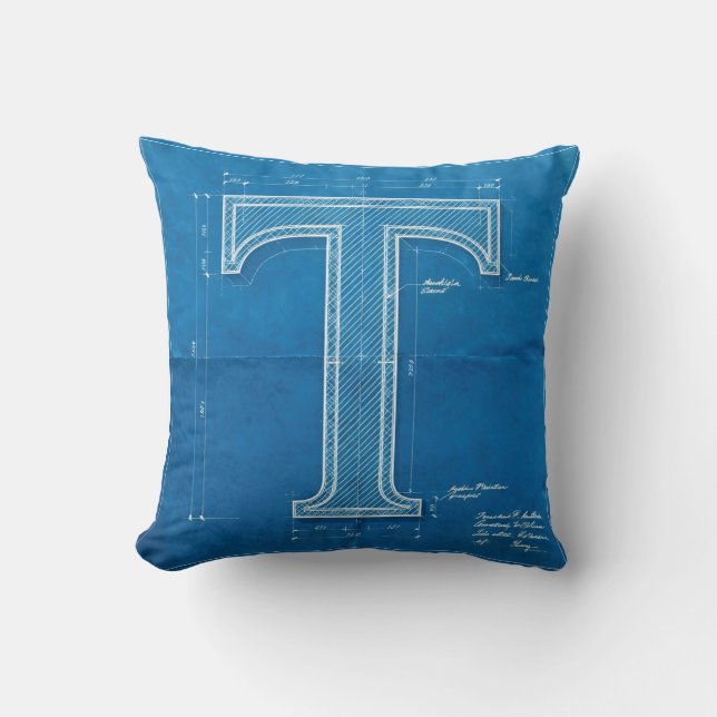 Cojín Decorativo Monograma de letra T de plano (Anverso)