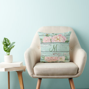 Cojín Decorativo Monograma de maderas mayores con hidrangea