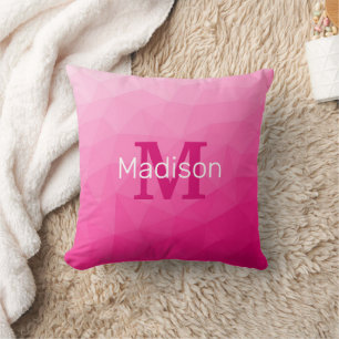 Cojín Decorativo Monograma de malla geométrica con gradiente rosa c