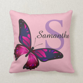 Cojín decorativo Monograma de mariposa de Moda Fun