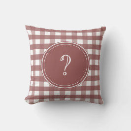 Cojín Decorativo Monograma de Marsala y Gingham Blanco