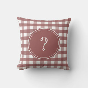 Cojín Decorativo Monograma de Marsala y Gingham Blanco
