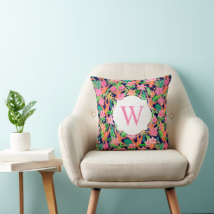 Cojín Decorativo Monograma de monos de la marina de impresión de Pa