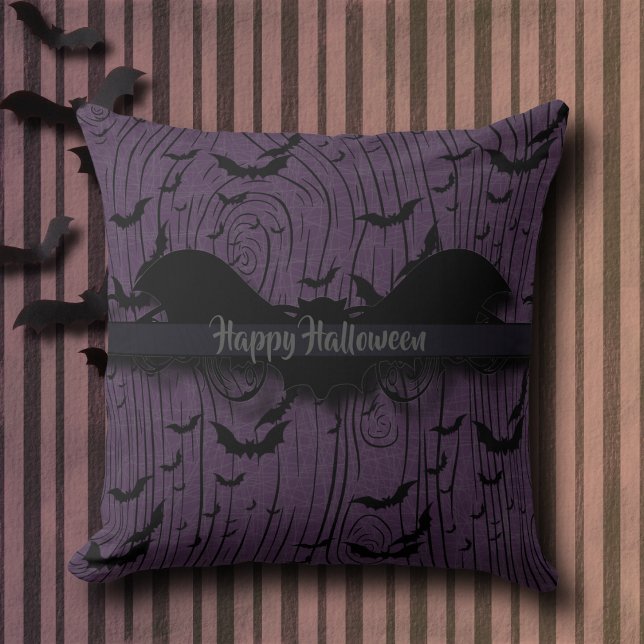 Cojín Decorativo Monograma de murciélagos de Halloween de época (Subido por el creador)