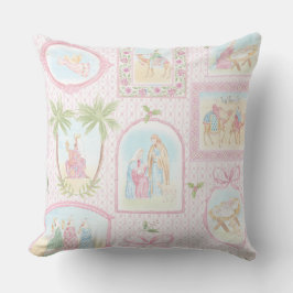 Cojín Decorativo Monograma de Natividad Pastel Grandmillennial