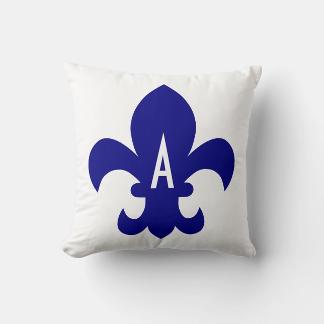 Cojín Decorativo Monograma de Navy Fleur de Lis (Anverso)
