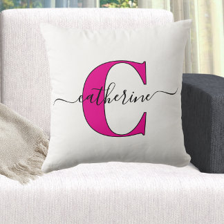 Cojín Decorativo Monograma de nombre con escritura elegante en blan