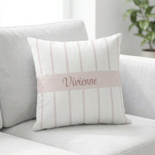 Cojín Decorativo Monograma de nombre con rayas de acuarela rosa rub