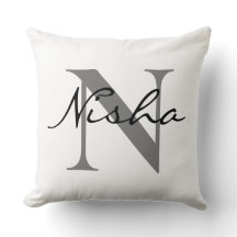 Monograma de nombre de familia personalizado gris 