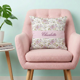 Cojín Decorativo Monograma de nombre de flor silvestre botánica flo