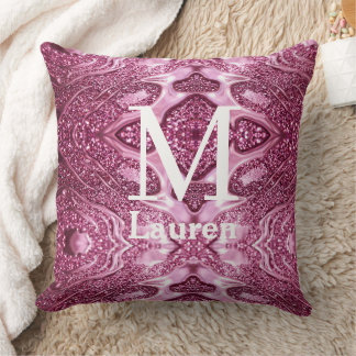 Cojín Decorativo monograma de nombre femenino abstracto metálico ro
