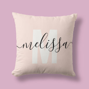 Cojín Decorativo Monograma de nombre femenino caligrafía rosa