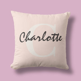 Cojín Decorativo Monograma de nombre femenino Script rosa