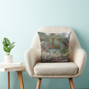 Cojín Decorativo Monograma de nombre inicial de familia Naturaleza