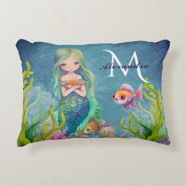 Cojín Decorativo Monograma de nombre lindo Sirena