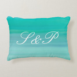 Cojín Decorativo Monograma de océano verde acuamarina