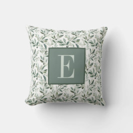 Cojín Decorativo Monograma de olivo en verde salvia estilo francés 