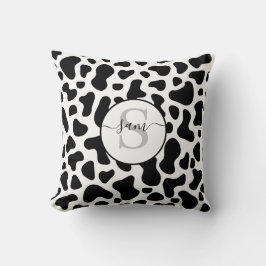 Cojín decorativo Monograma de parche blanco negro 