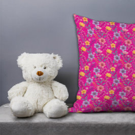 Cojín Decorativo Monograma de patrón de flor silvestre simple y ros