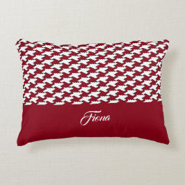 Cojín Decorativo Monograma de patrón de gallo rojo y blanco