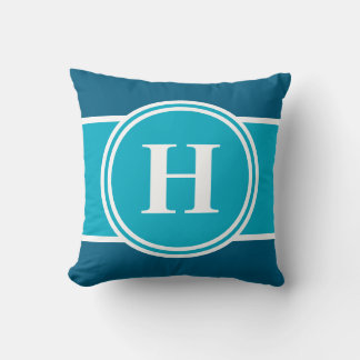 Cojín decorativo monograma de Personalizable azul 