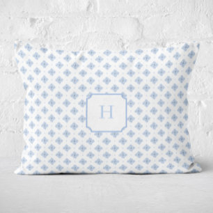 Cojín Decorativo Monograma de Pétalo de Hortensia Azul