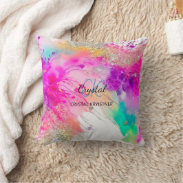 Cojín Decorativo Monograma de pintura colorida de bonito