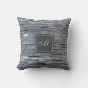 Cojín Decorativo Monograma de pizarra gris
