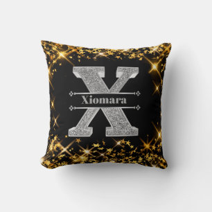 Cojín Decorativo Monograma de plata inicial X personalizado Su nomb