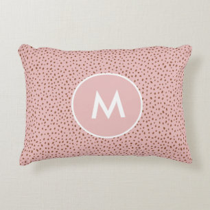 Cojín Decorativo Monograma de puntos marrones rosados y boho terrac