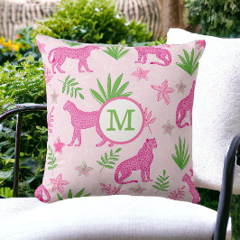 Cojín Decorativo Monograma de queso rosado preppy