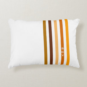 Cojín Decorativo Monograma de rayas verticales naranja marrón claro