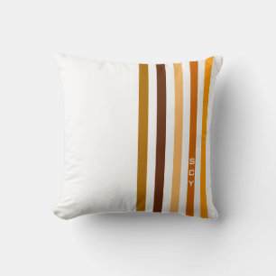 Cojín Decorativo Monograma de rayas verticales naranja marrón claro