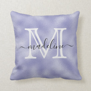 Cojín Decorativo Monograma de Relieve metalizado púrpura con guión
