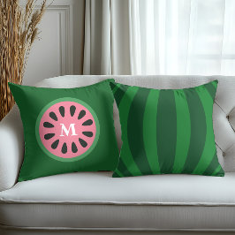 Cojín Decorativo Monograma de sandía verde rosa linda