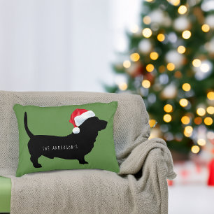 Cojín Decorativo Monograma de sombrero de Santa para Dachshund de N