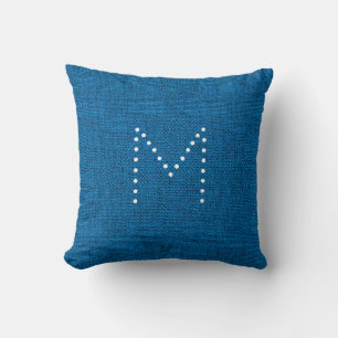 Cojín Decorativo Monograma de tela de Moda azul personalizado
