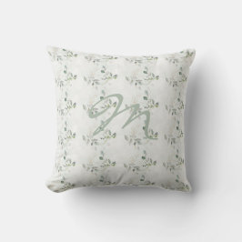 Cojín Decorativo Monograma de vegetación de eucalipto elegante