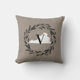 Cojín Decorativo Monograma de Virginia Rustic Wreath