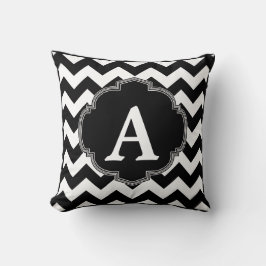 Cojín Decorativo Monograma del Chevron blanco negro