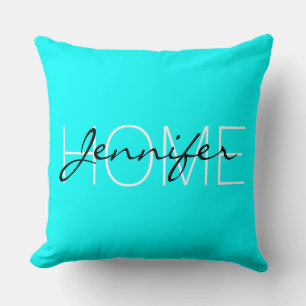 Cojín Decorativo Monograma del hogar de color de Aqua