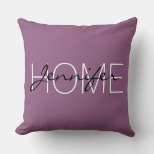 Cojín Decorativo Monograma del hogar de color de la fucsia antigua
