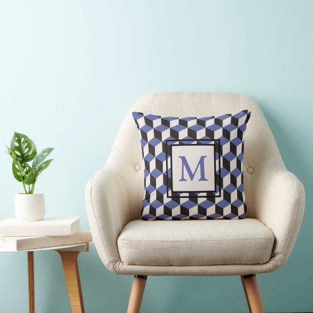 Cojín Decorativo Monograma del modelo geométrico púrpura moderno (Silla)