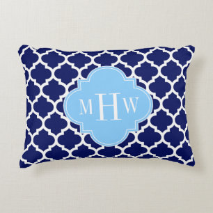 Cojín Decorativo Monograma del nombre azul cielo azul azul marino m