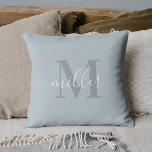 Cojín Decorativo Monograma del nombre de la familia azul moderna<br><div class="desc">almohada de lanzamiento diseñada por un personalizado con un diseño monograma de nombre familiar personalizado.</div>