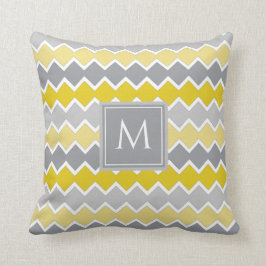 Cojín Decorativo Monograma del patrón amarillo y gris