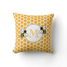 Monograma del patrón de abejas y honeycomb naranja